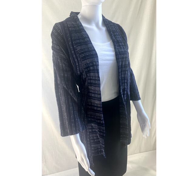 BCBG Max Azaria Navy Cream Kimono Style Jacket Size XS/Small - Picture 3 of 14